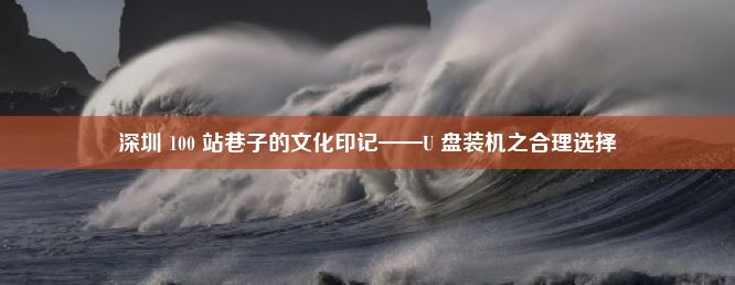 深圳 100 站巷子的文化印记——U 盘装机之合理选择