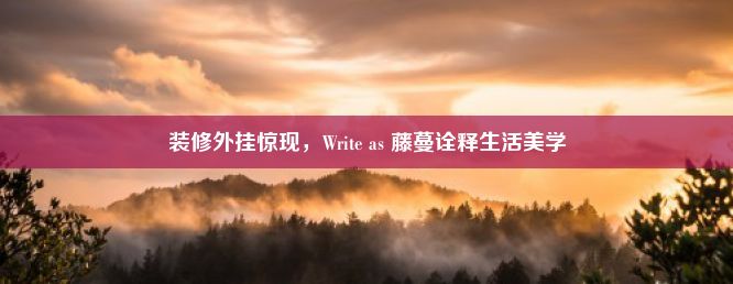 装修外挂惊现，Write as 藤蔓诠释生活美学