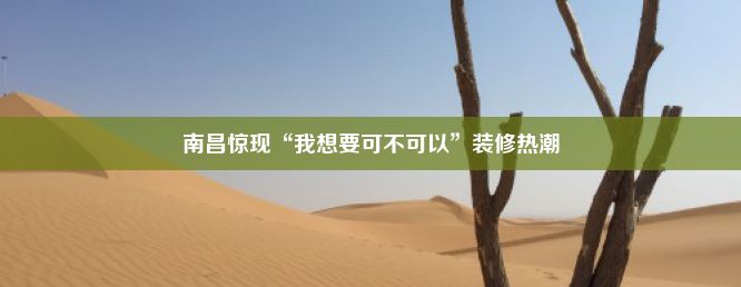 南昌惊现“我想要可不可以”装修热潮