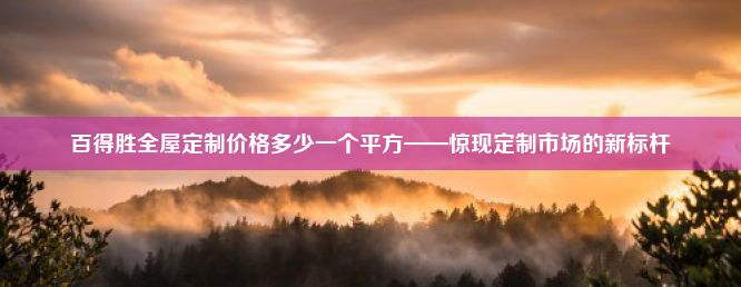 百得胜全屋定制价格多少一个平方——惊现定制市场的新标杆