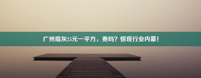 广州扇灰25元一平方，贵吗？惊现行业内幕！