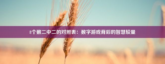 8个数二中二的对照表：数字游戏背后的智慧较量