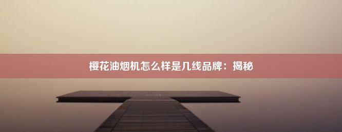 樱花油烟机怎么样是几线品牌：揭秘