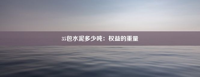 35包水泥多少吨：权益的重量