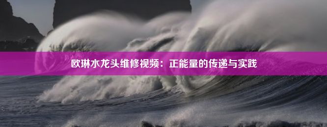 欧琳水龙头维修视频：正能量的传递与实践