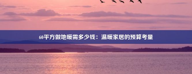 60平方做地暖需多少钱：温暖家居的预算考量