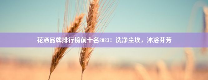 花洒品牌排行榜前十名2023：洗净尘埃，沐浴芬芳