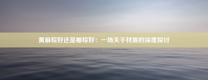 黄麻棕好还是椰棕好：一场关于材质的深度探讨