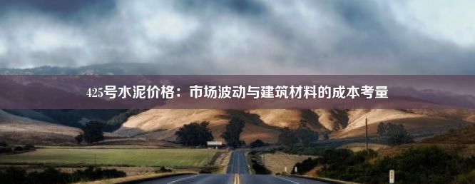 425号水泥价格：市场波动与建筑材料的成本考量