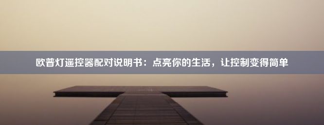 欧普灯遥控器配对说明书：点亮你的生活，让控制变得简单