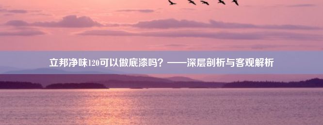 立邦净味120可以做底漆吗？——深层剖析与客观解析