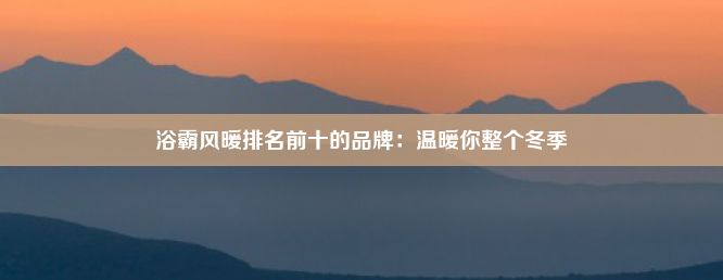 浴霸风暖排名前十的品牌：温暖你整个冬季