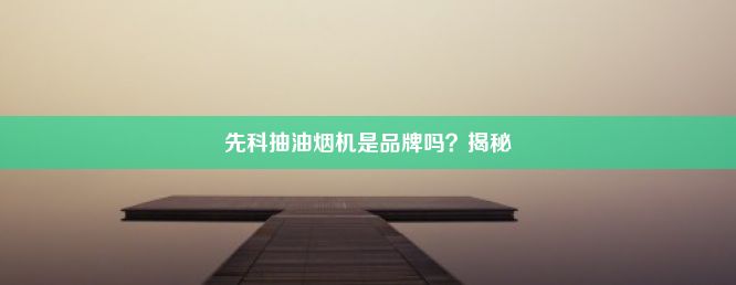 先科抽油烟机是品牌吗？揭秘