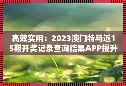 2023年澳门正版特马资料网站：探索与揭秘