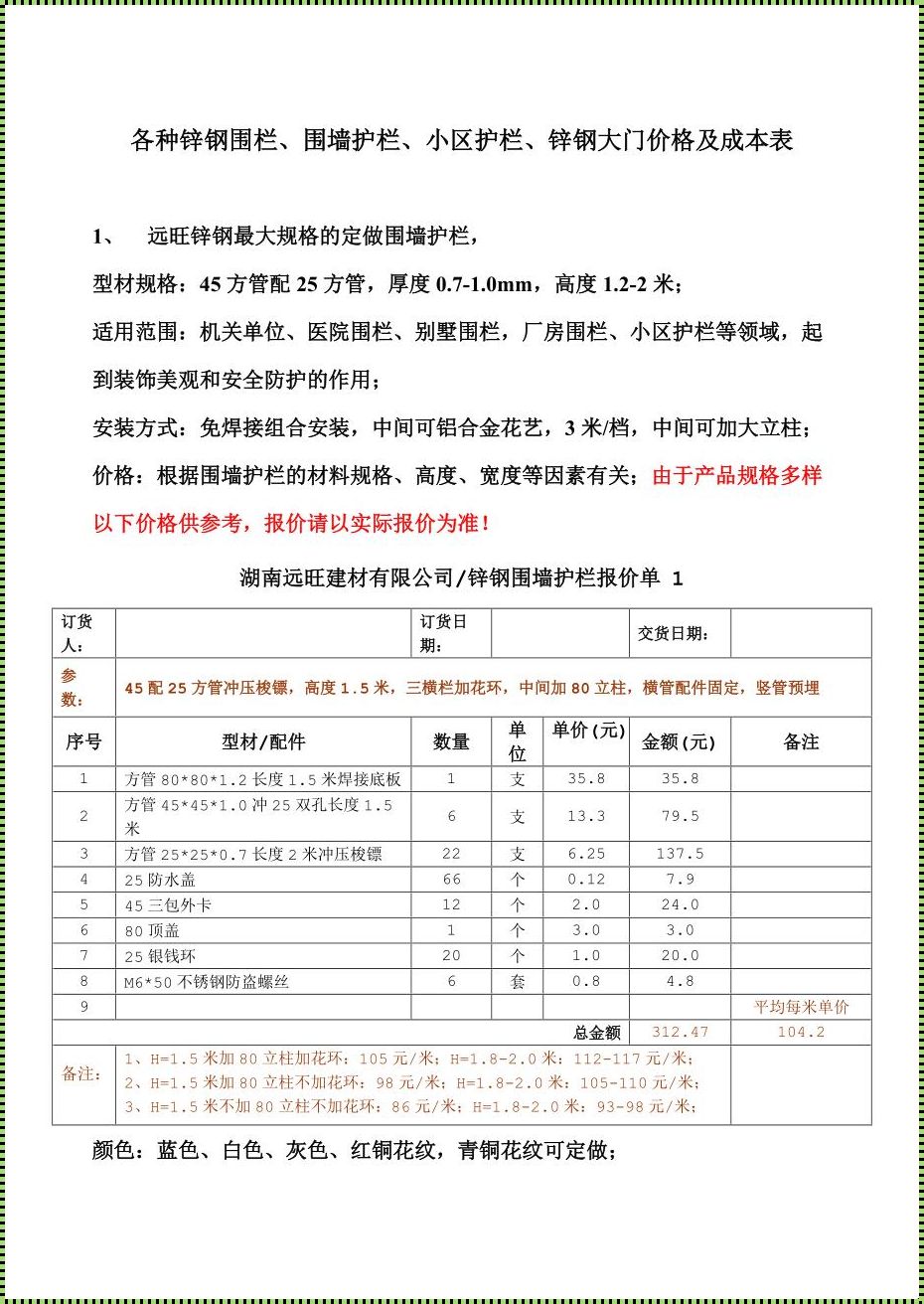 成都防护栏多少钱一平米