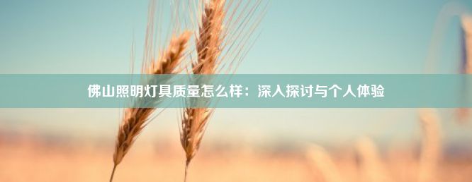 佛山照明灯具质量怎么样：深入探讨与个人体验