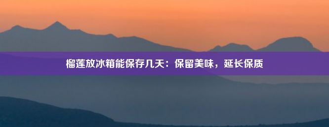 榴莲放冰箱能保存几天：保留美味，延长保质