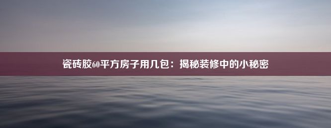 瓷砖胶60平方房子用几包：揭秘装修中的小秘密