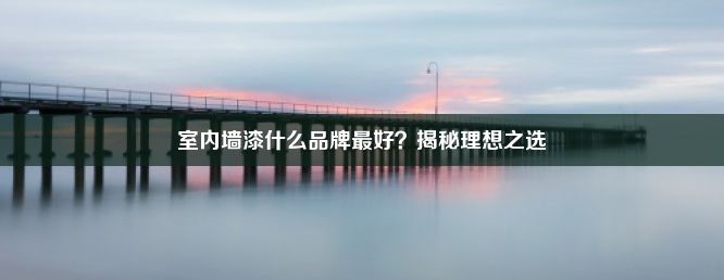 室内墙漆什么品牌最好？揭秘理想之选