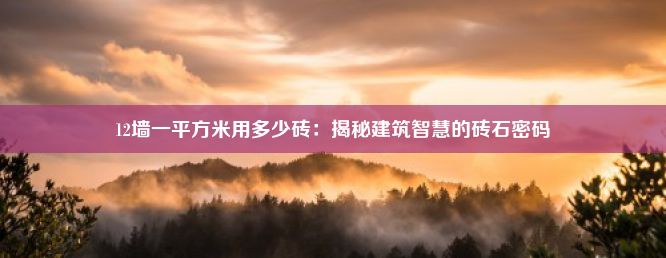 12墙一平方米用多少砖：揭秘建筑智慧的砖石密码