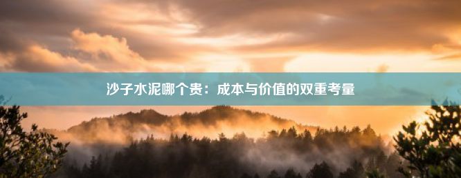 沙子水泥哪个贵：成本与价值的双重考量