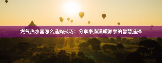 燃气热水器怎么选购技巧：分享家庭温暖源泉的智慧选择