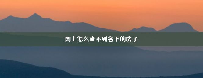 网上怎么查不到名下的房子