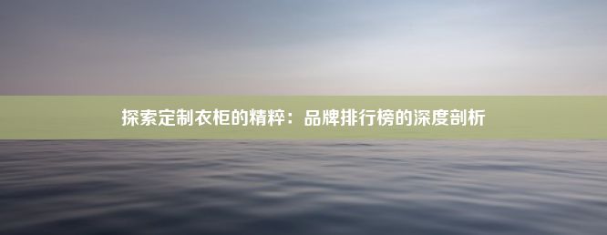 探索定制衣柜的精粹：品牌排行榜的深度剖析