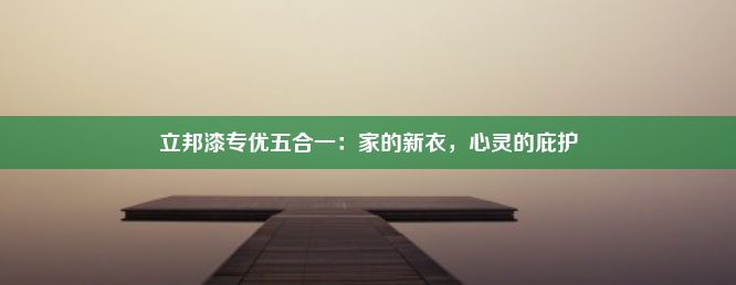 立邦漆专优五合一：家的新衣，心灵的庇护