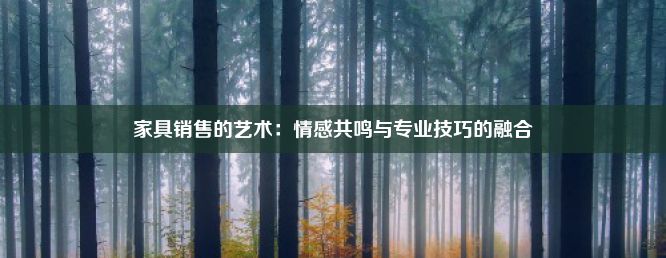 家具销售的艺术：情感共鸣与专业技巧的融合