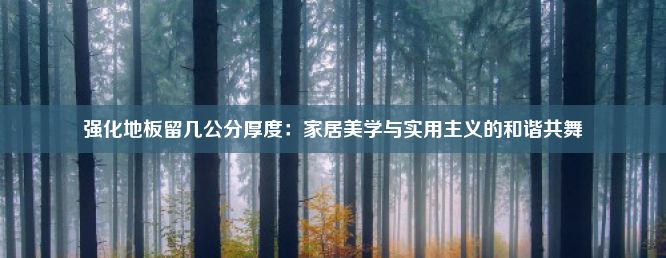 强化地板留几公分厚度：家居美学与实用主义的和谐共舞