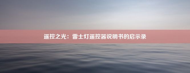 遥控之光：雷士灯遥控器说明书的启示录