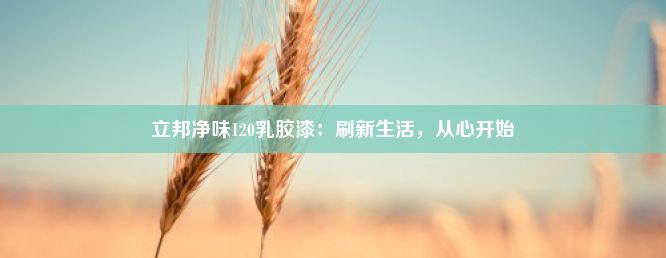 立邦净味120乳胶漆：刷新生活，从心开始