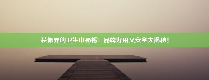 装修界的卫生巾秘籍：品牌好用又安全大揭秘！