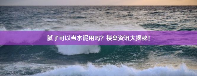 腻子可以当水泥用吗？楼盘资讯大揭秘！