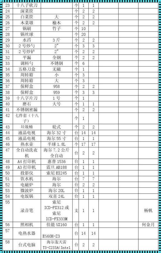 小家电清单明细表：我的小小世界，大大的烦恼
