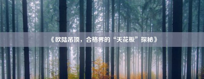 《欧陆吊顶，合格界的“天花板”探秘》