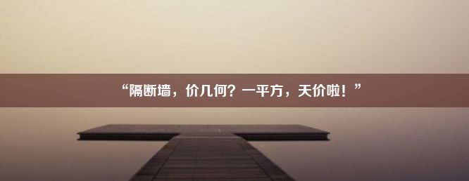 “隔断墙，价几何？一平方，天价啦！”