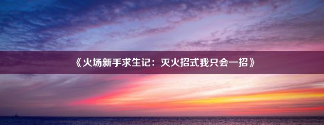 《火场新手求生记：灭火招式我只会一招》