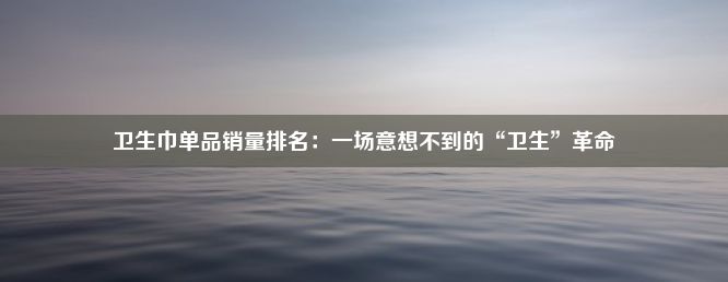 卫生巾单品销量排名：一场意想不到的“卫生”革命