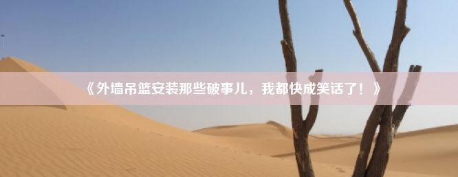 《外墙吊篮安装那些破事儿，我都快成笑话了！》