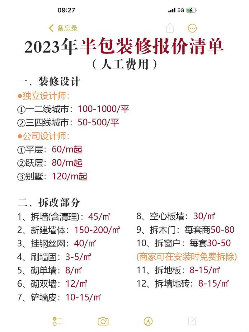 装修人工费价格表2023：揭秘行业内的秘密