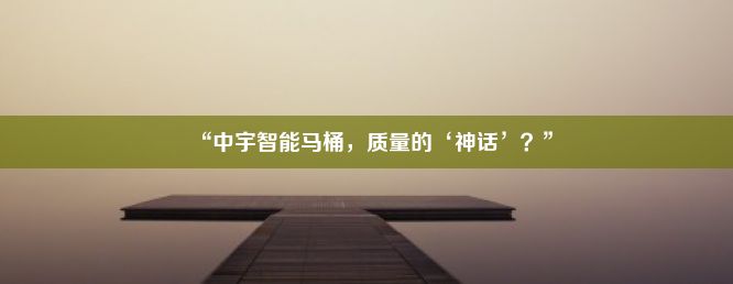 “中宇智能马桶，质量的‘神话’？”