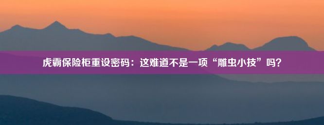 虎霸保险柜重设密码：这难道不是一项“雕虫小技”吗？