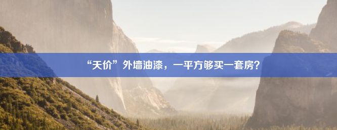 “天价”外墙油漆，一平方够买一套房？