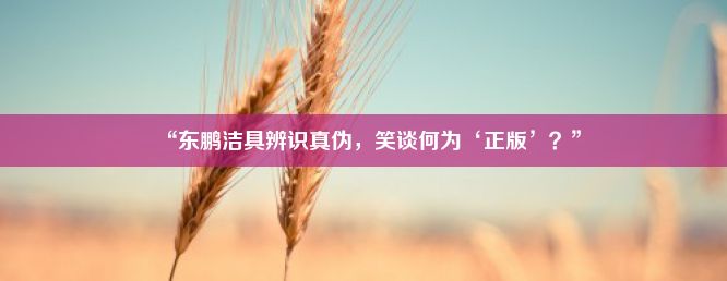 “东鹏洁具辨识真伪，笑谈何为‘正版’？”