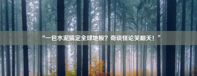 “一包水泥搞定全球地板？奇谈怪论笑翻天！”