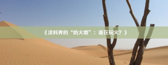 《涂料界的“防火墙”：谁在玩火？》