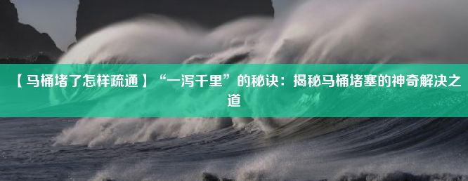 【马桶堵了怎样疏通】“一泻千里”的秘诀：揭秘马桶堵塞的神奇解决之道