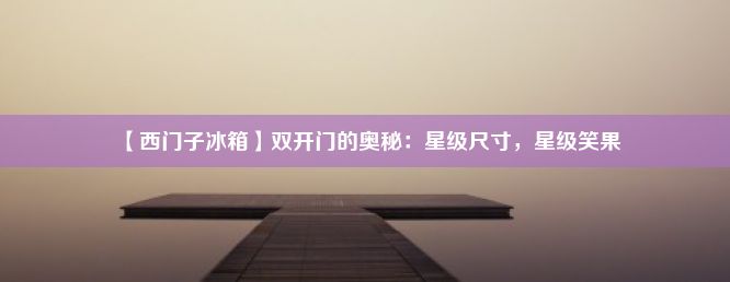 【西门子冰箱】双开门的奥秘：星级尺寸，星级笑果